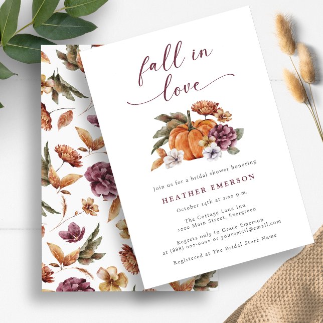 Invitation Fête des mariées citrouille (Pumpkin Fall In Love Bridal Shower Invitation by Painted Paperie)