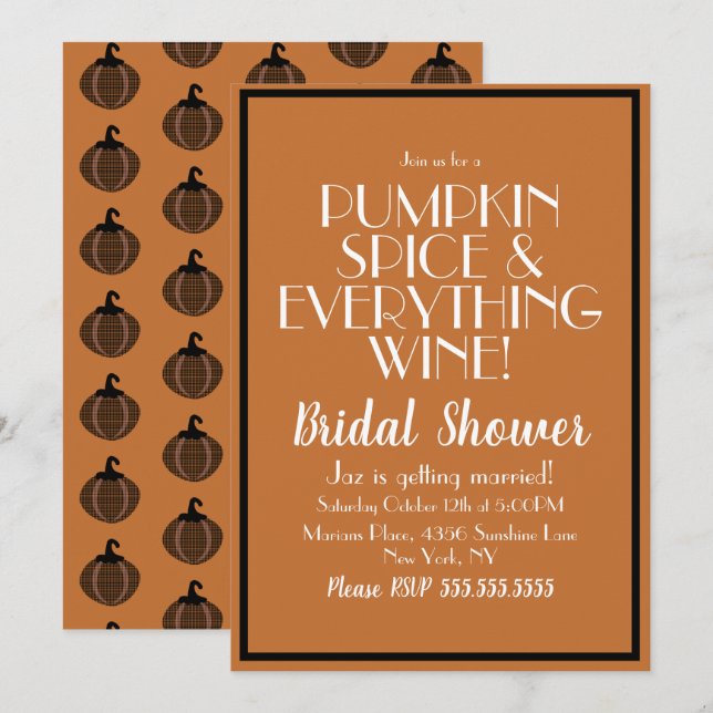 Invitation Fête des mariées Citrouille d'Halloween (Devant / Derrière)