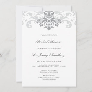 Invitation Fête des mariées classique et élégante en argent