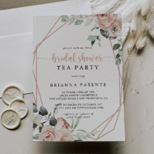 Invitation Fête des mariées classique géométrique Rose de thé