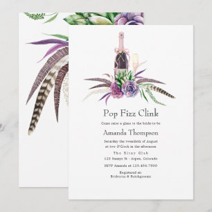 Invitation Fête des mariées Clink de Pop Fizz Succulent Mysti