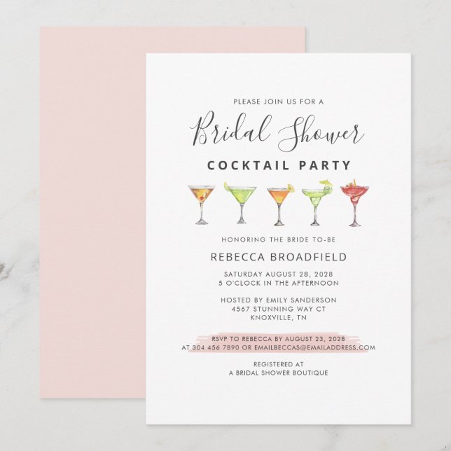 Invitation Fête des mariées Cocktail Party Tropical Beach (Devant / Derrière)