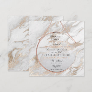 Invitation Fête des mariées Cooper Marbre rose pâle gris blan