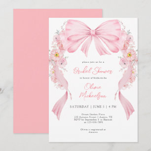Invitation Fête des mariées coquette de la boîte à ruban rose