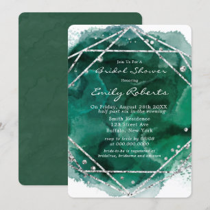 Invitation Fête des mariées couleur argent Emerald Green