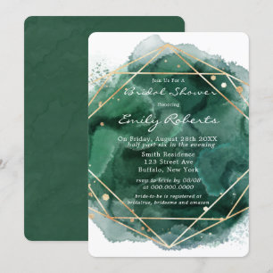 Invitation Fête des mariées couleur or Emerald Green