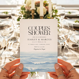 Invitation Fête des mariées Couples d'aquarelle bleue