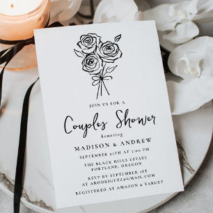 Invitation Fête des mariées Couples de bouquet de roses dessi