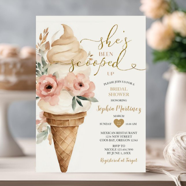 Invitation Fête des mariées Crème glacée Elle a été ramassée (Créateur téléchargé)