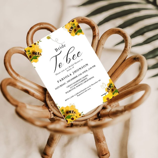 Invitation Fête des mariées d'abeilles au miel de tournesol (Créateur téléchargé)
