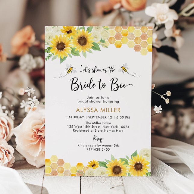 Invitation Fête des mariées d'abeilles au miel de tournesol (Créateur téléchargé)