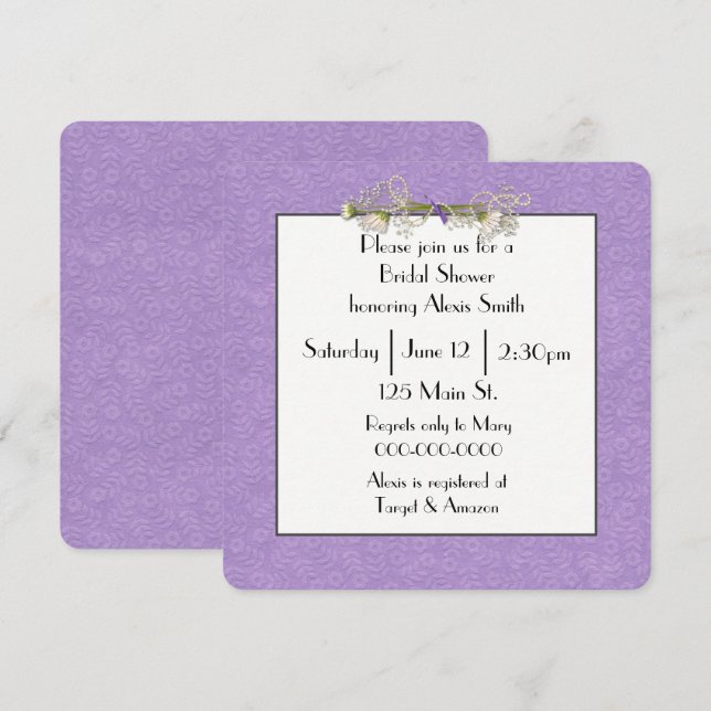 Invitation Fête des mariées Daisy et Pearl Bouquet (Devant / Derrière)