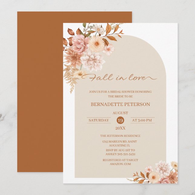 Invitation Fête des mariées d'amour (Devant / Derrière)