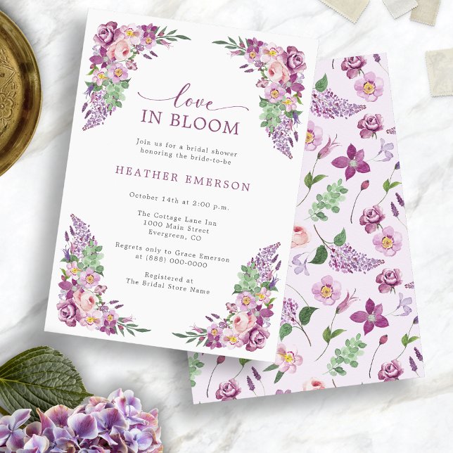 Invitation Fête des mariées d'amour pourpre (Purple Love Bridal Shower Invitation
)