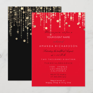 Invitation Fête des mariées d'anniversaire Red Black Gold Dri