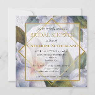 Invitation Fête des mariées d'aquarelle carré blanc Magnolia