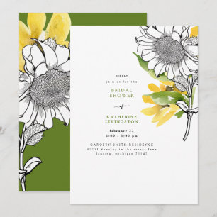Invitation Fête des mariées d'aquarelle Combo Sunflower