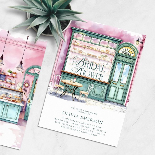 Invitation Fête des mariées d'aquarelle de la boulangerie (Créateur téléchargé)
