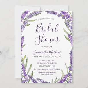 Invitation Fête des mariées d'aquarelle de lavande violet rus