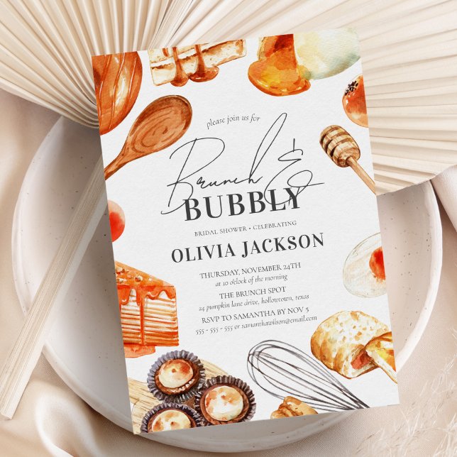 Invitation Fête des mariées d'aquarelle élégante Brunch et Bu (Créateur téléchargé)