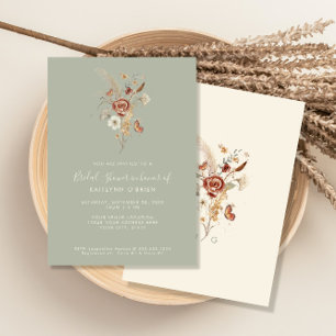 Invitation Fête des mariées d'aquarelle fleur sauvage