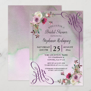 Invitation Fête des mariées d'aquarelle florale de lavande