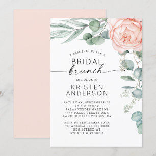 Invitation Fête des mariées d'aquarelle florale de pivoine ro