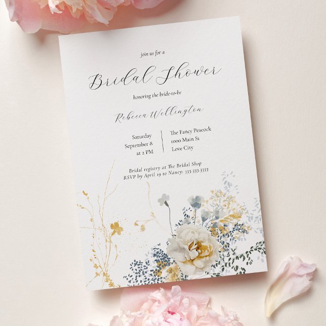 Invitation Fête des mariées d'aquarelle florale romantique (Créateur téléchargé)