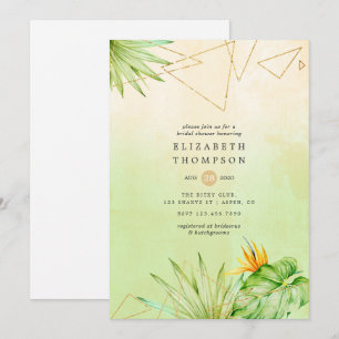 Invitation Fête des mariées d'aquarelle géométrique tropicale