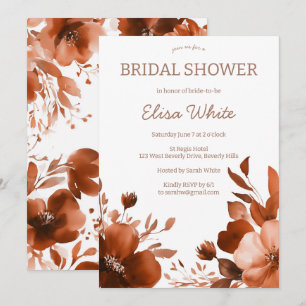 Invitation Fête des mariées d'aquarelle Mocha Blooms sur mesu