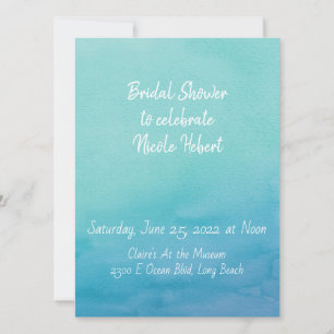 Invitation Fête des mariées d'aquarelle Ombre bleue et Turquo