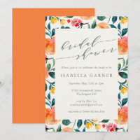 Fête des mariées d'aquarelle orange rustique