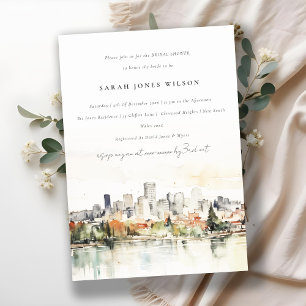 Invitation Fête des mariées d'aquarelle Portland Oregon Skyli