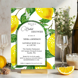 Invitation Fête des mariées d'aquarelle principale de citron