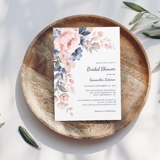 Invitation Fête des mariées d'aquarelle rose (Pink Floral Watercolor Script Garden Bridal Shower Invitation)