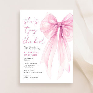 Invitation Fête des mariées d'aquarelle rose Coquette Bow