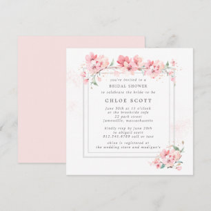 Invitation Fête des mariées d'aquarelle rose rustique