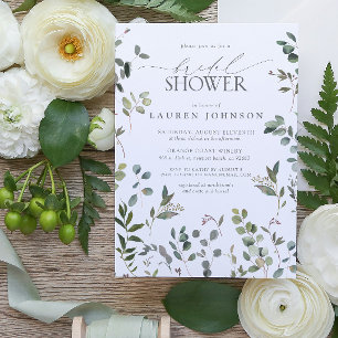Invitation Fête des mariées d'aquarelle Sage Green Eucalyptus