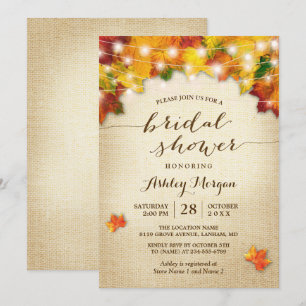 Invitation Fête des mariées d'automne Burlap Chaîne Lumières 