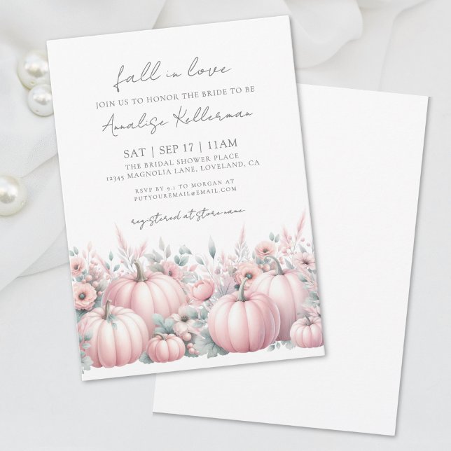 Invitation Fête des mariées d'automne Citrouille rose (Pink Pumpkin Fall Bridal Shower Invitation )