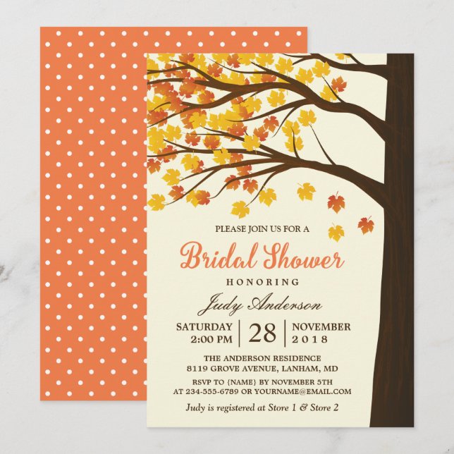Invitation Fête des mariées d'automne Classé Érable Feuille A (Devant / Derrière)