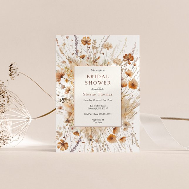 Invitation Fête des mariées d'automne Orange Floral Invitatio (Créateur téléchargé)