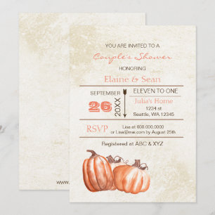 Invitation Fête des mariées d'automne Russe citrouilles aquar