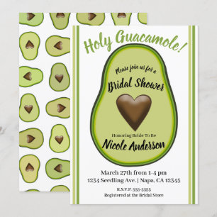 Invitation Fête des mariées d'Avocado de coeur Saint-Guacamol