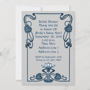 Invitation Fête des mariées de  Blue Silver Floral