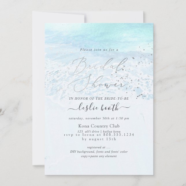 Invitation Fête des mariées de bord bleu cristal PixDezines (Devant)