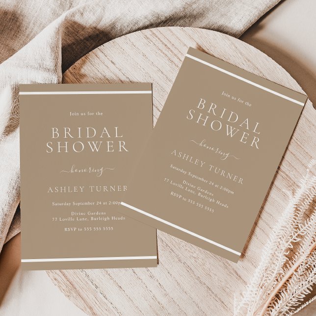 Invitation Fête des mariées de bordure blanche moderne Pale T (Créateur téléchargé)