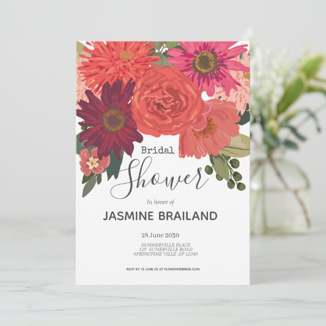 Invitation Fête des mariées de bouquet floral d'automne moder (Debout devant)