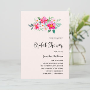 Invitation Fête des mariées de bouquet joliment rose