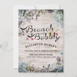 Invitation Fête des mariées de brunch & bulle Floral & Bois r